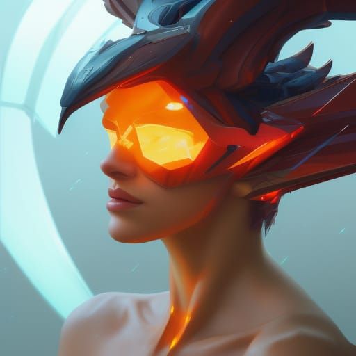 Hydro Phoenix Portrait in Hyperdetailed Splash Art