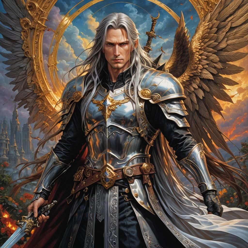 Metallic Sephiroth Oil Painting: One Winged Angel