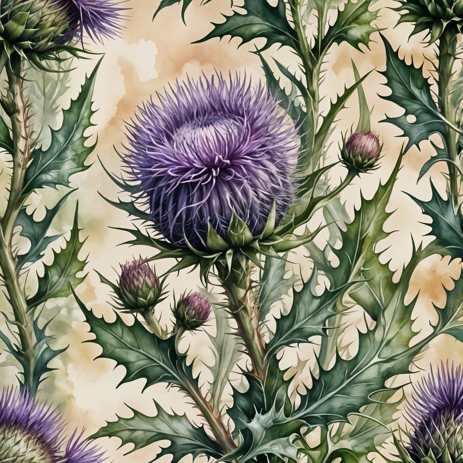 Detailed Thistle Flower Close-Up