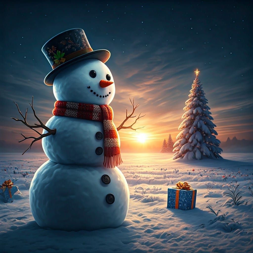 Epic Snowman Portrait in Winter Wonderland with Mystic Patte...