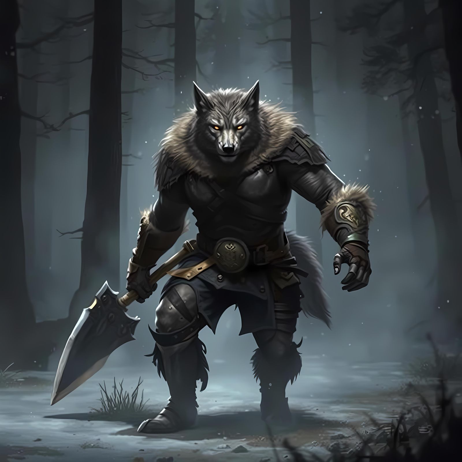 Hyperrealistic Werewolf Leading Pack in 3D Anime Art