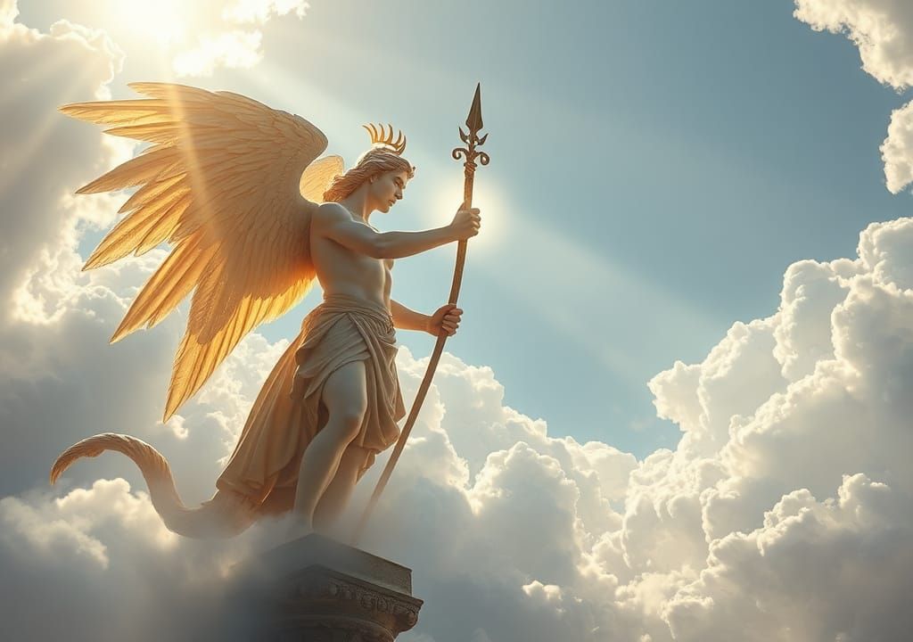 Apollo Battles Python in a Divine Landscape