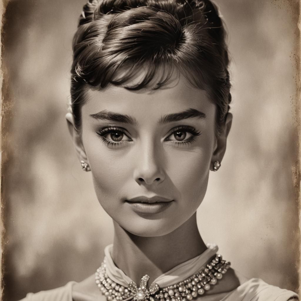 Audrey Hepburn Portrait in Sepia Tone