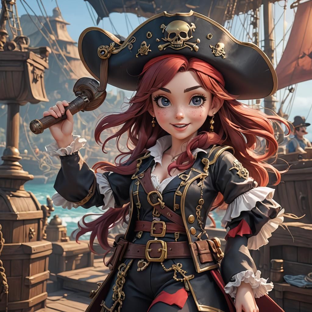 Minnie Mouse as a Pirate: 3D Anime Art