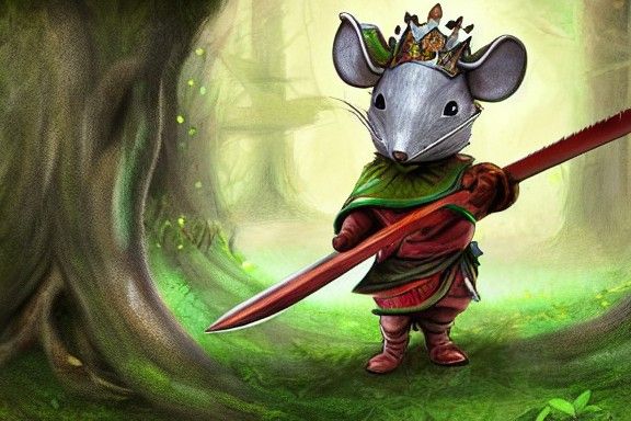 Chibi Mouse Knight in Lush Forest, Redwall Artwork