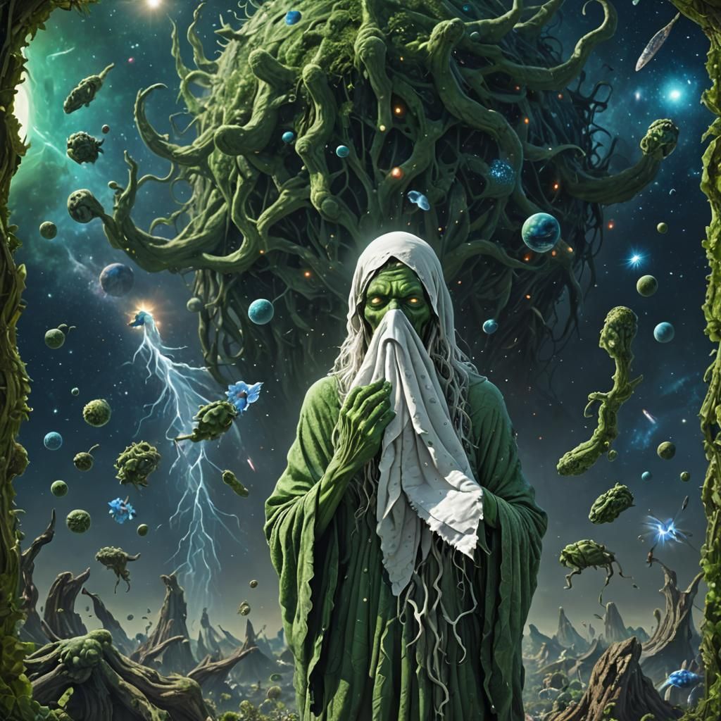 Divine Nose Sneezing Universe: Glitch Art Masterpiece