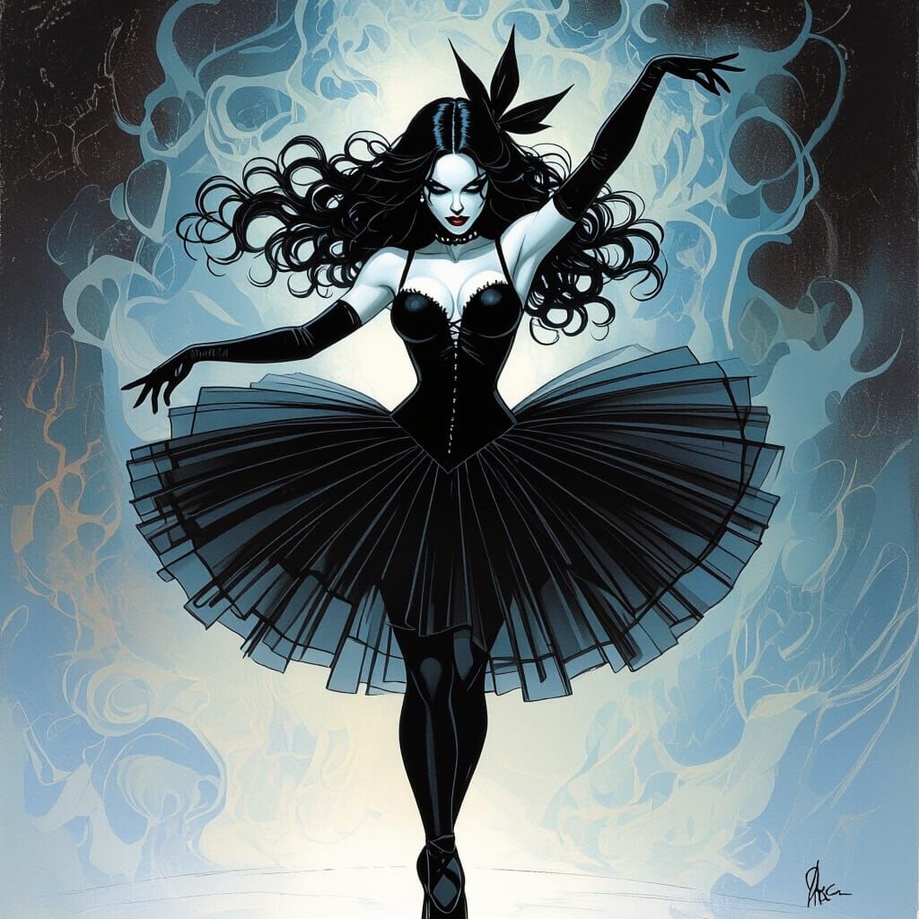 Lady Death as Ballerina in Dark Fantasy Art