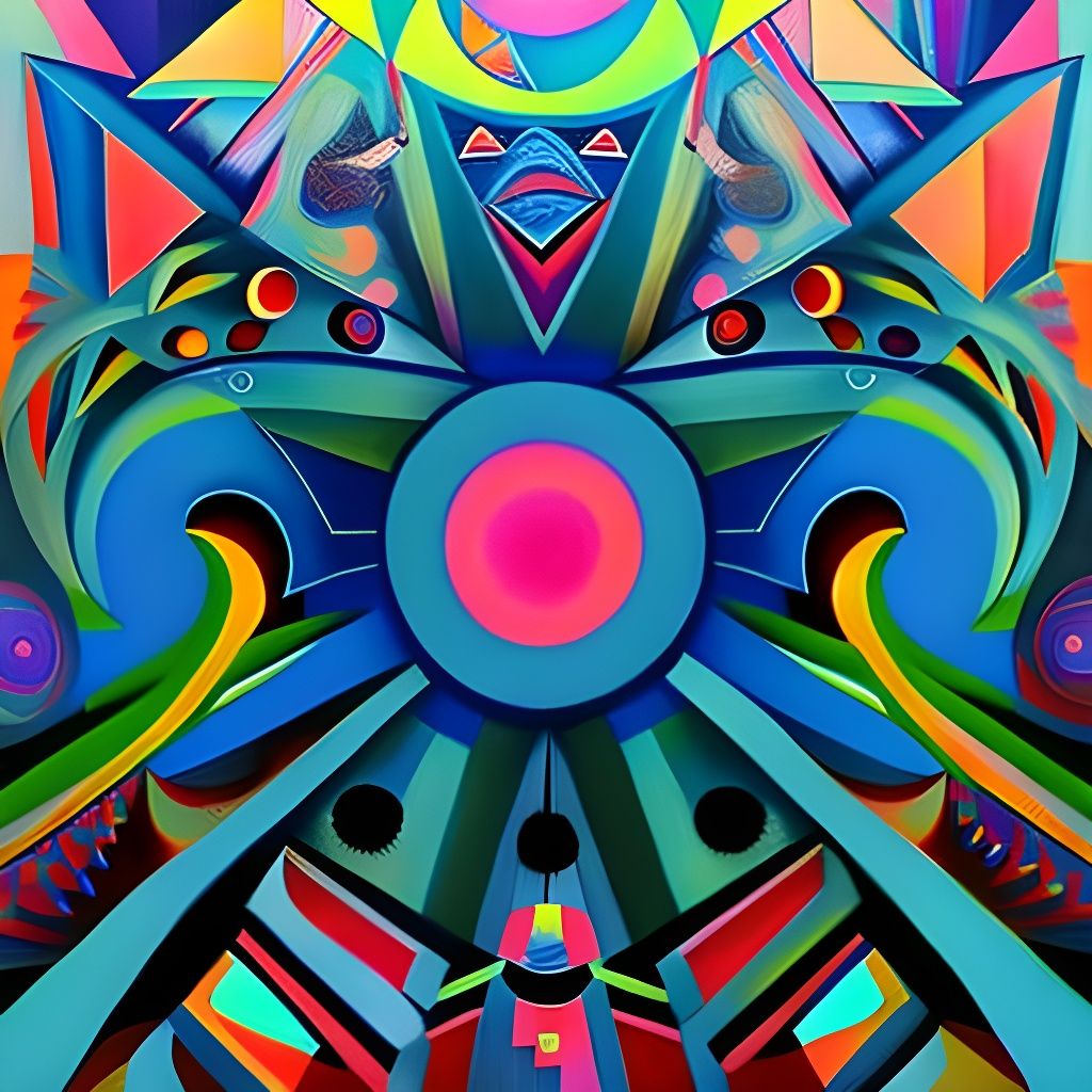 Geometric Phoenix in Abstract Expressionist Style