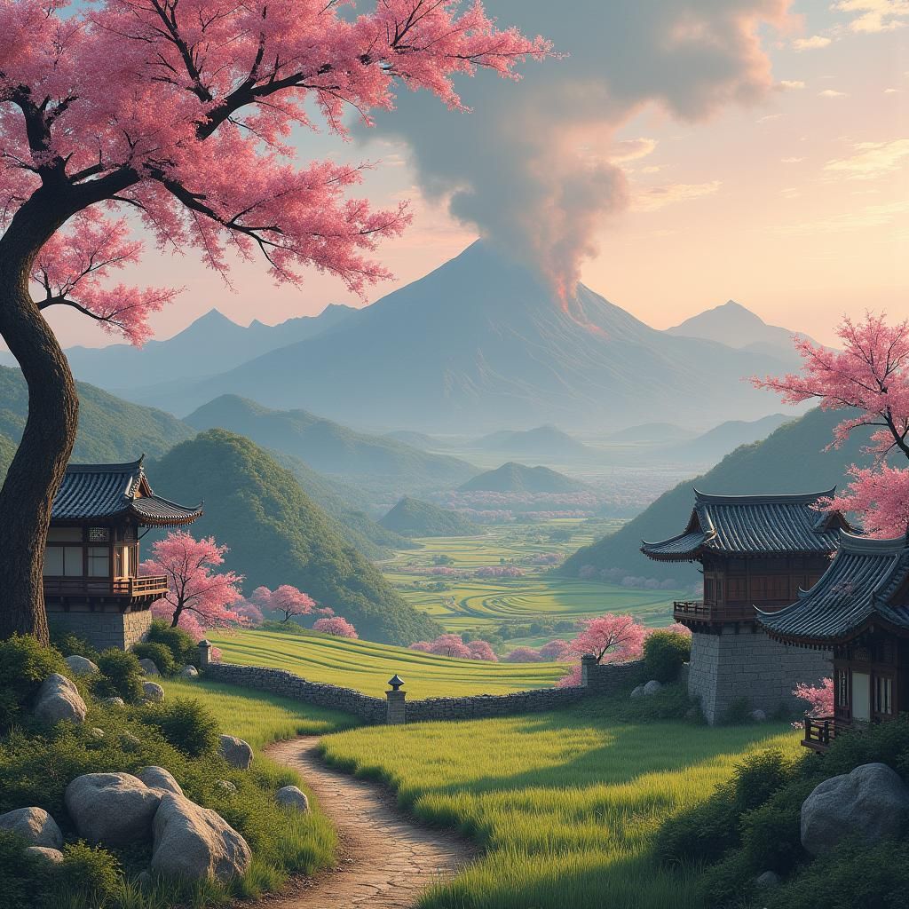 Serene Medieval Japanese Landscape in 8K