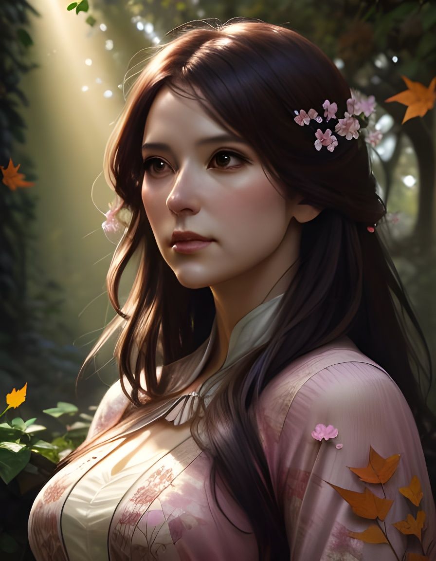 Autumnal Portrait with Sci-Fi Art Nouveau Elements