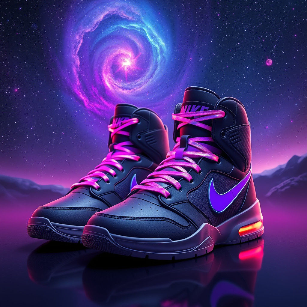 Nike 260s Against Galaxy Backdrop: Digital Art