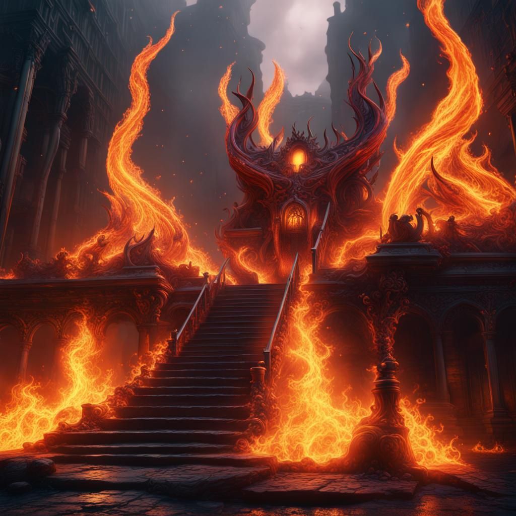 Detailed Flames Concept Art in Deep Color