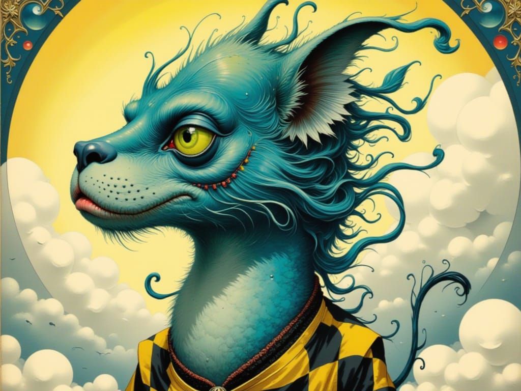 Regal Blue Animal in Dreamscape, Hyperdetailed 8k