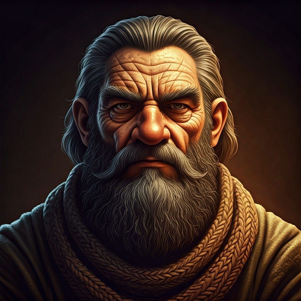 Regal Dwarf Rune Carver in Vibrant Baroque Style