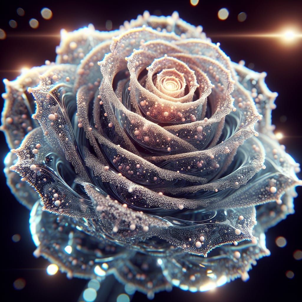 Glass Galaxy Rose in Hyper-Realistic 5D Studio Lighting