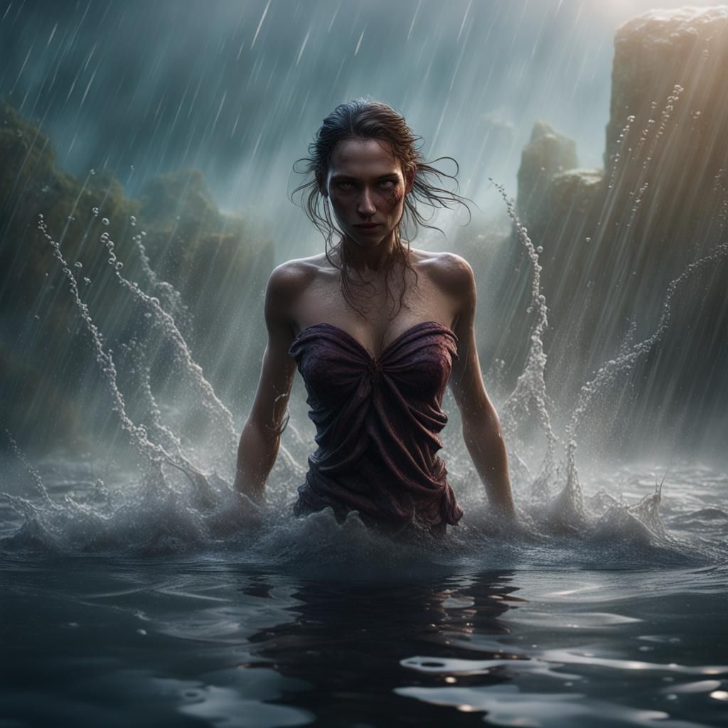 Woman Emerges from Water: Fantasy Concept Art
