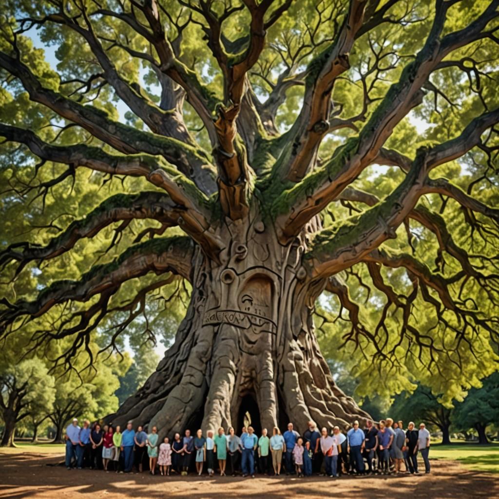 Giant Ancient Genealogy Tree with Family Names
