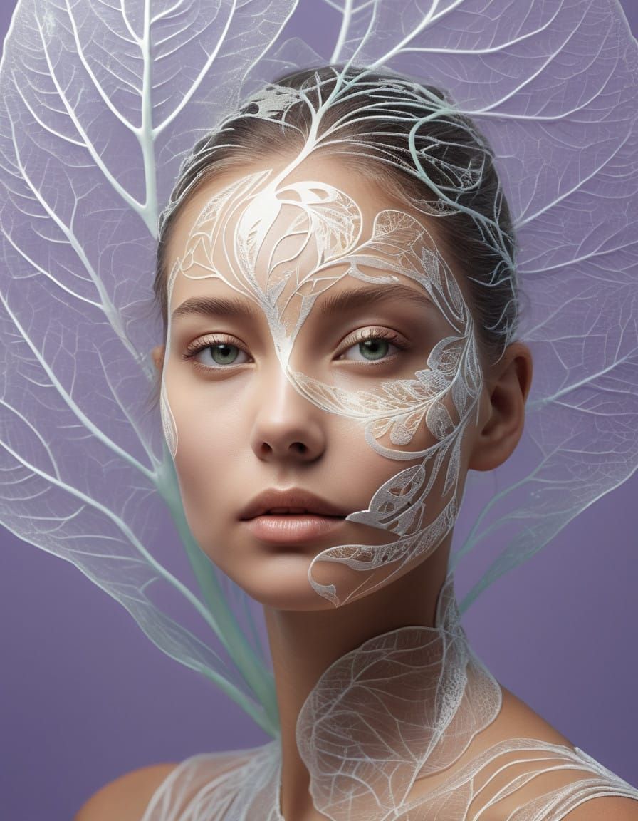 Ethereal Goddess Within a Glowing Leaf