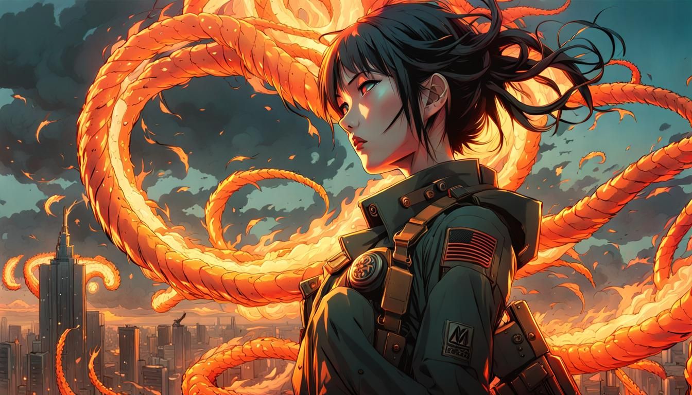 Surreal Heartbreak Battle Under Burning Sky