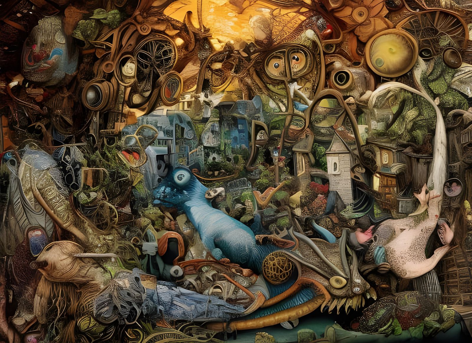 Futuristic Cityscape with Bizarre Creatures