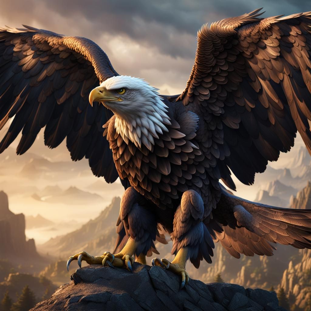 Eagle in Flight: Detailed Matte Painting
