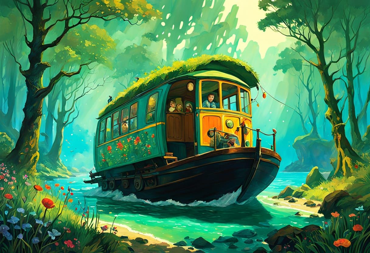 Whimsical Sci-Fi Fairytale Landscape Illustration