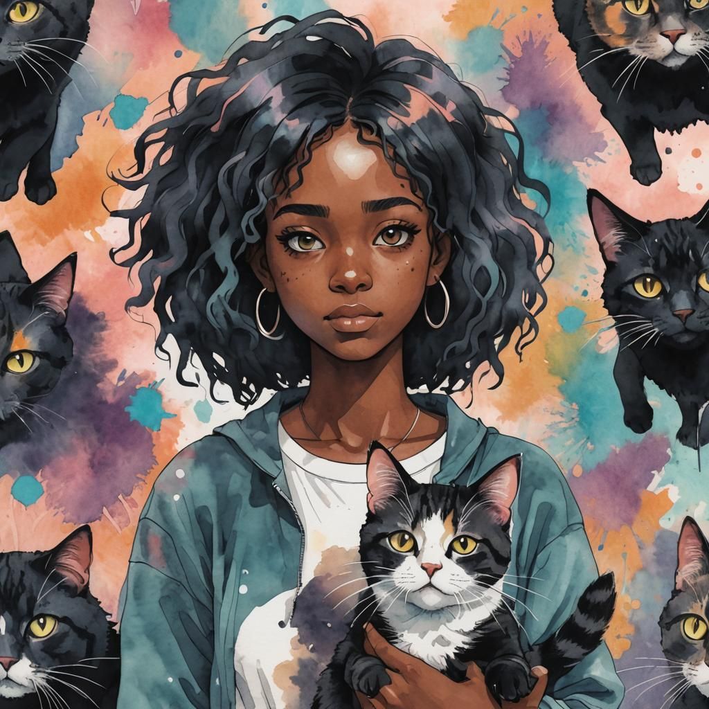 Girl and her cat