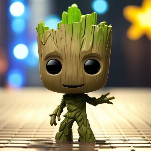 Baby Groot Funko Pop on Knowhere, Anime Style