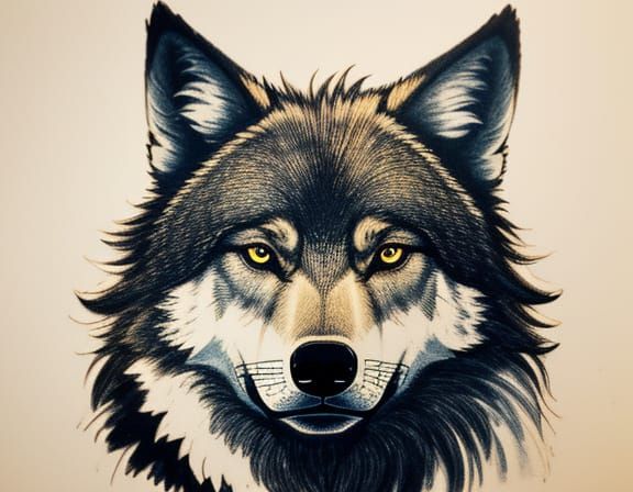 Wolf Silhouette in Chalk Drawing Style