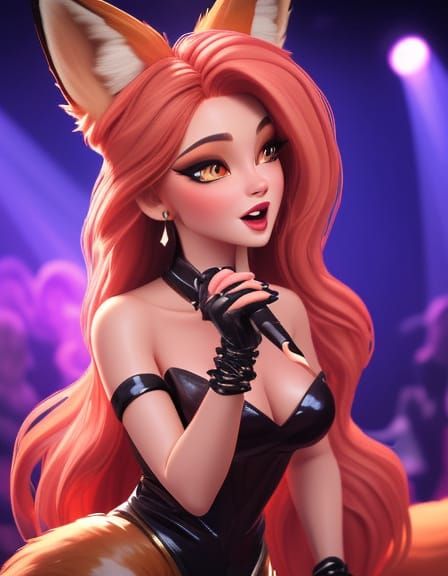 Glamorous Female Fox Performs in Night Club Setting