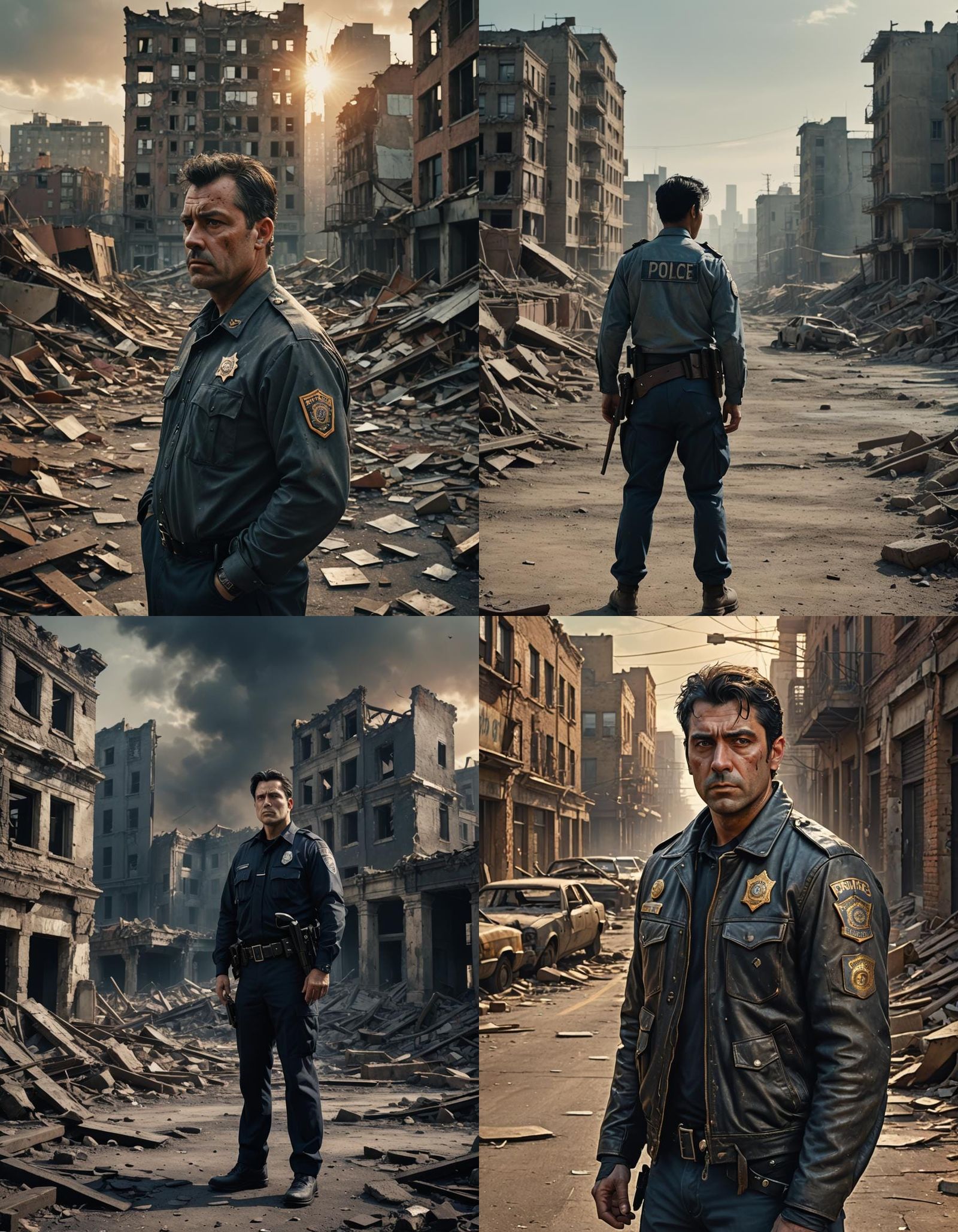 Post-Apocalyptic Policeman in Bleak Wasteland