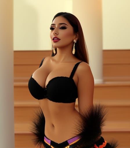 Beautiful Latina Girl in Skirt: 1990s Style Photograph