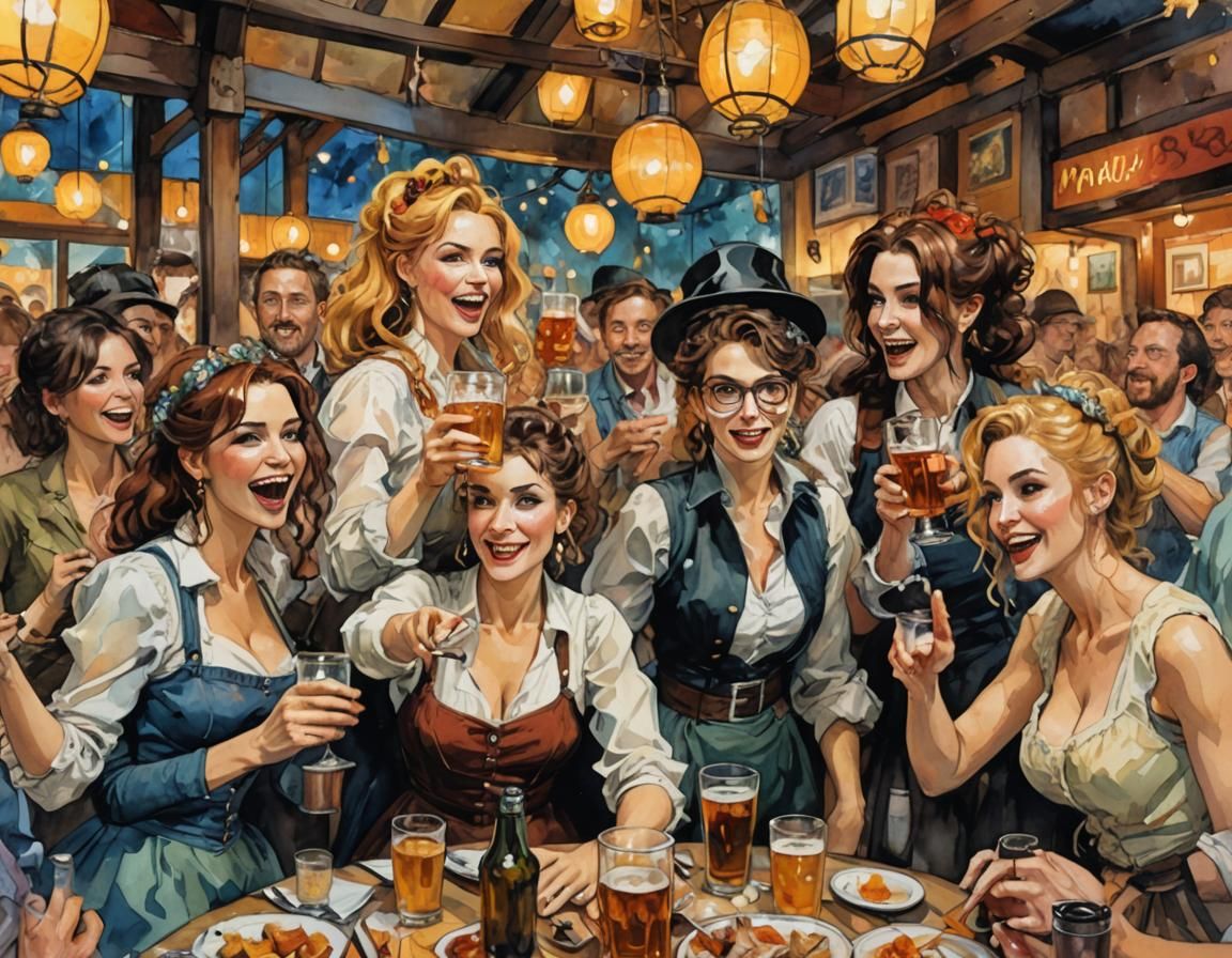 Oktoberfest Celebration: Hyperdetailed Watercolor Painting