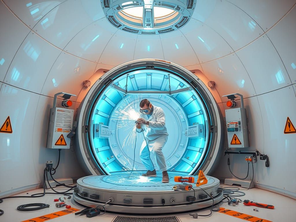 Retro-Futuristic Teleportation Lab in Full Swing