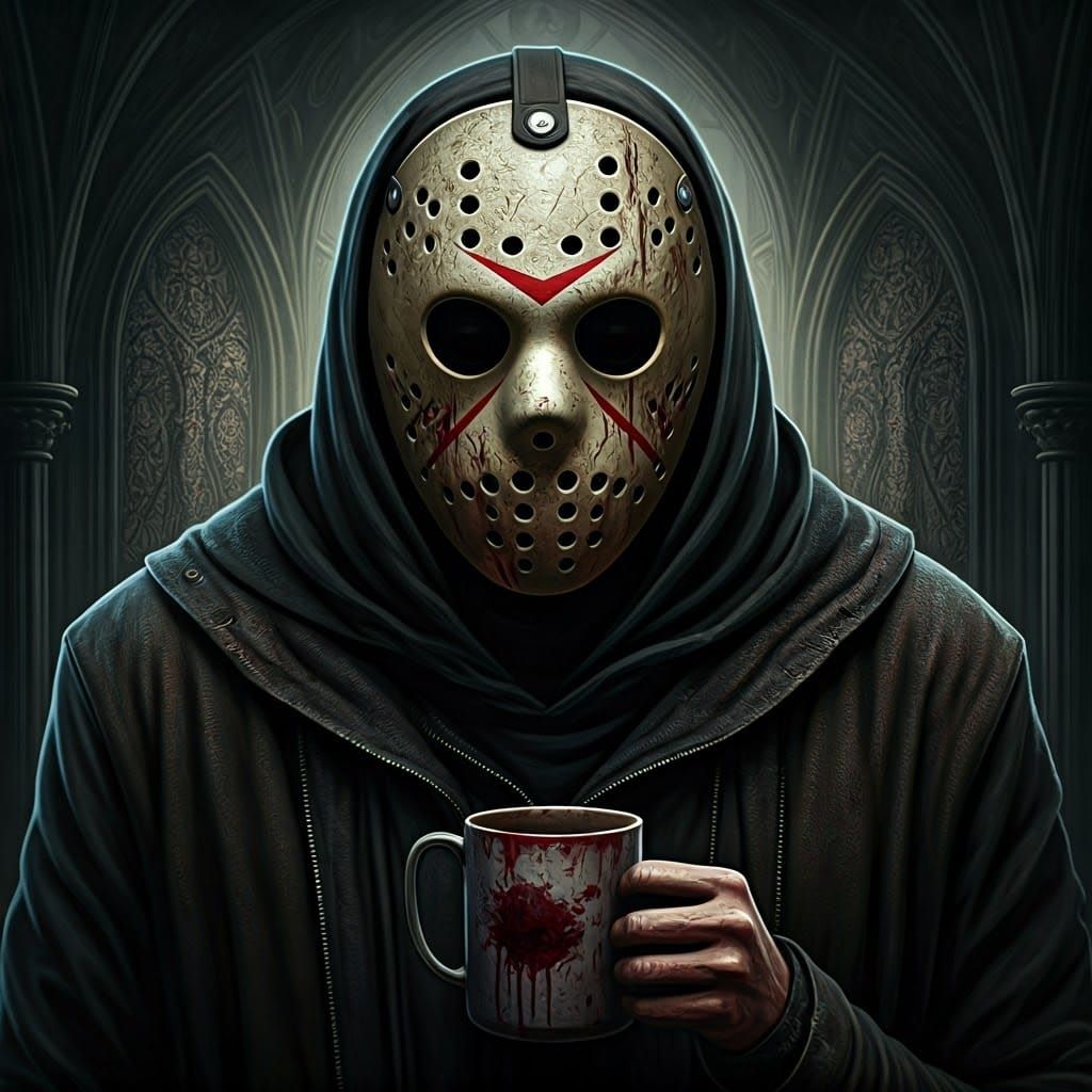 Mysterious Figure in Gothic Mosaic Dark Academia Concept Art