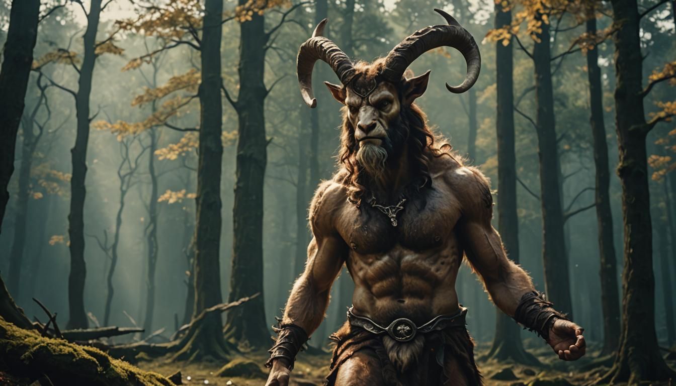 Dramatic Film Still of the Great Faun God