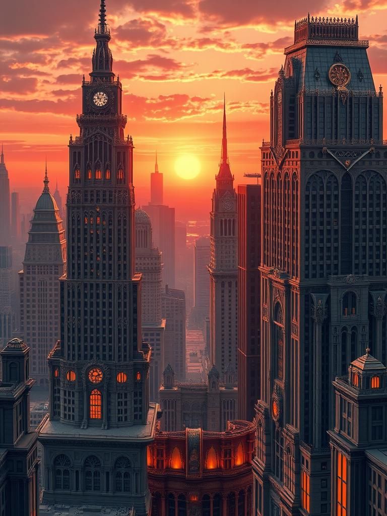 Art Deco Metropolis Inspired by Syd Mead