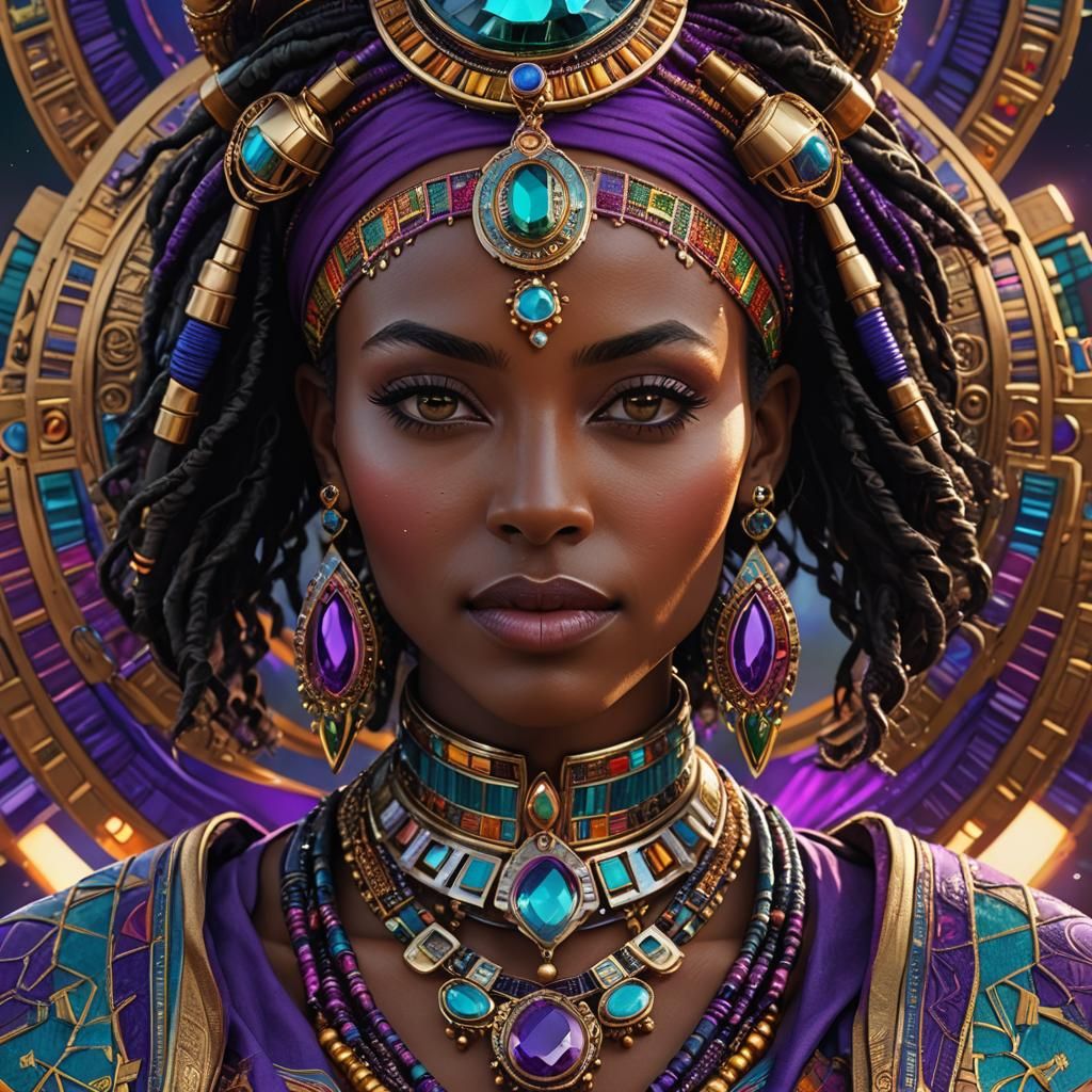 Ethiopian Woman in Afrofuturist Digital Portrait
