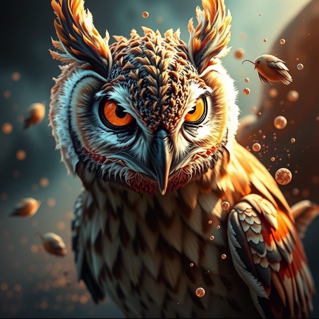 Hyperrealistic Dragon-Owl Concept Art