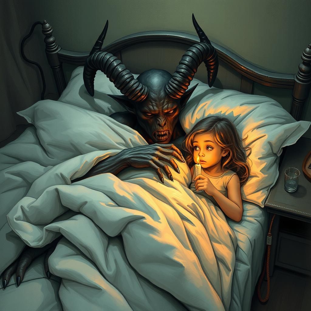 Intricate Creature Concept Art Under Bed Covers