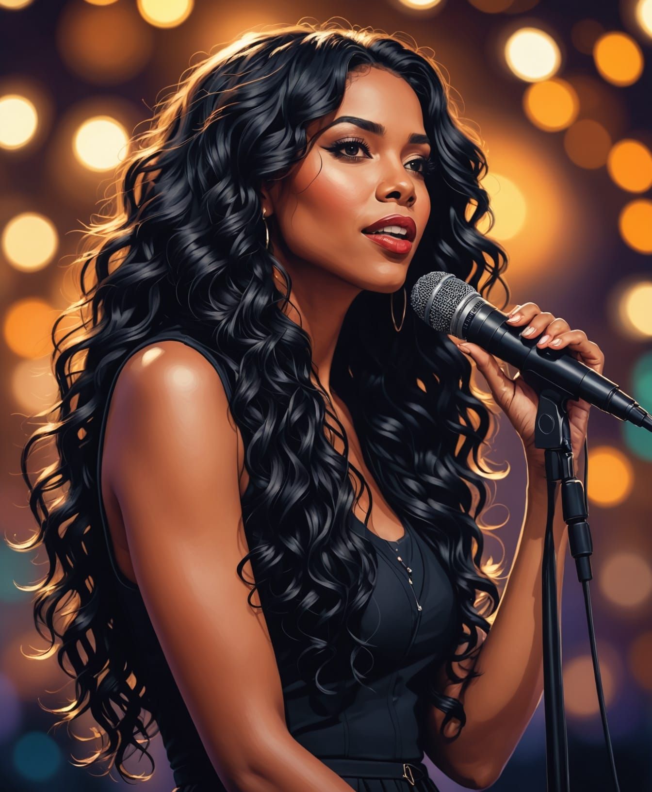 Veloura: Singer with Curly Hair in Natural Light