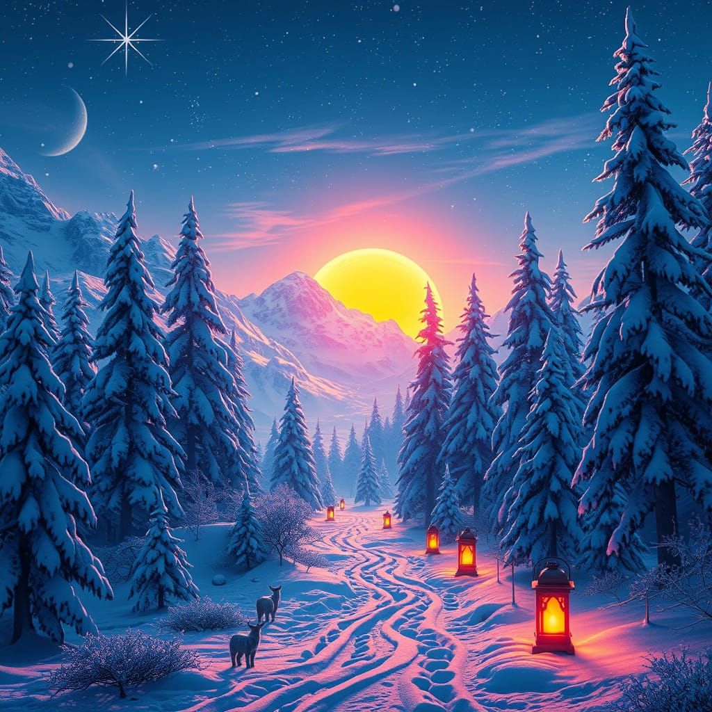 Winter Solstice Scene in a Frozen Wonderland