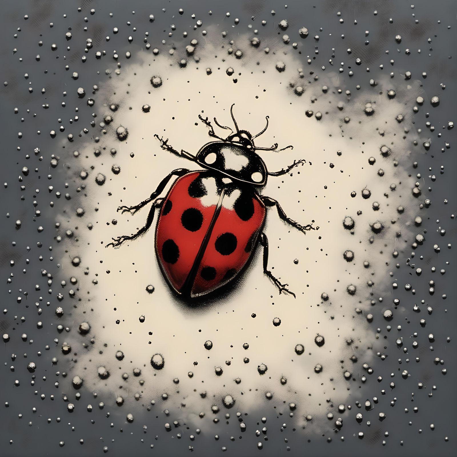 Ladybug with Ink Drawing Details