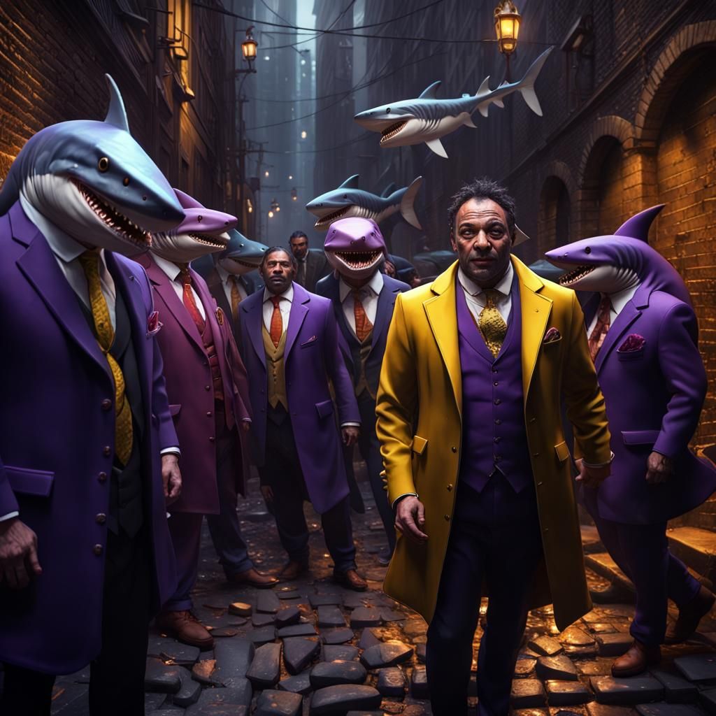 Sharks Close In on Tycoon: Dark Fantasy Concept Art