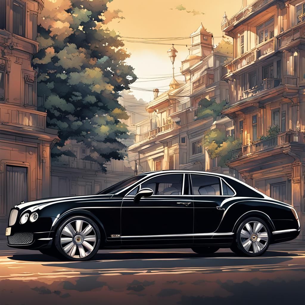 Black Bentley in Anime Style, Cel-Shaded