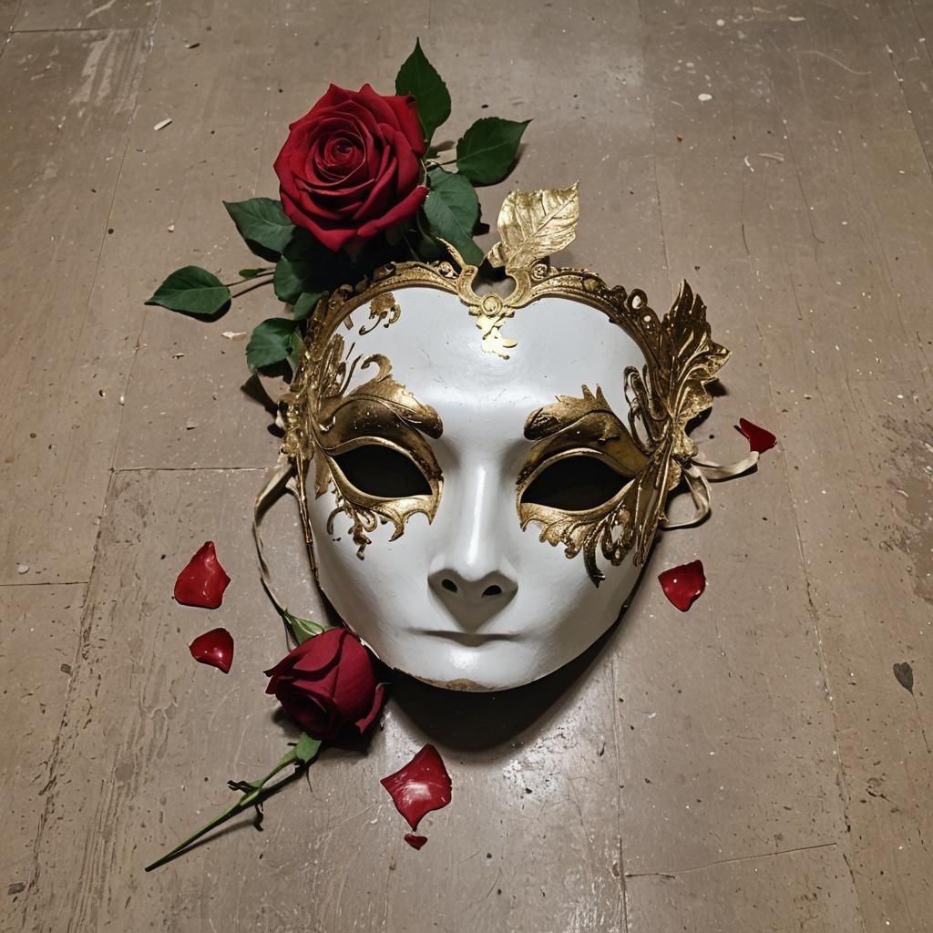 Phantom of the Opera Mask and Rose