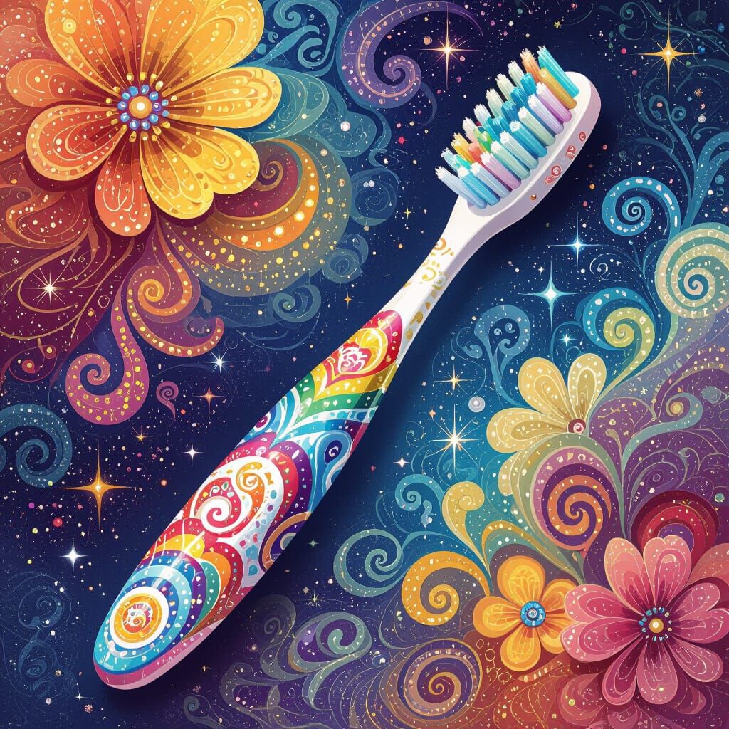Whimsical Toothbrush with Swirling Patterns