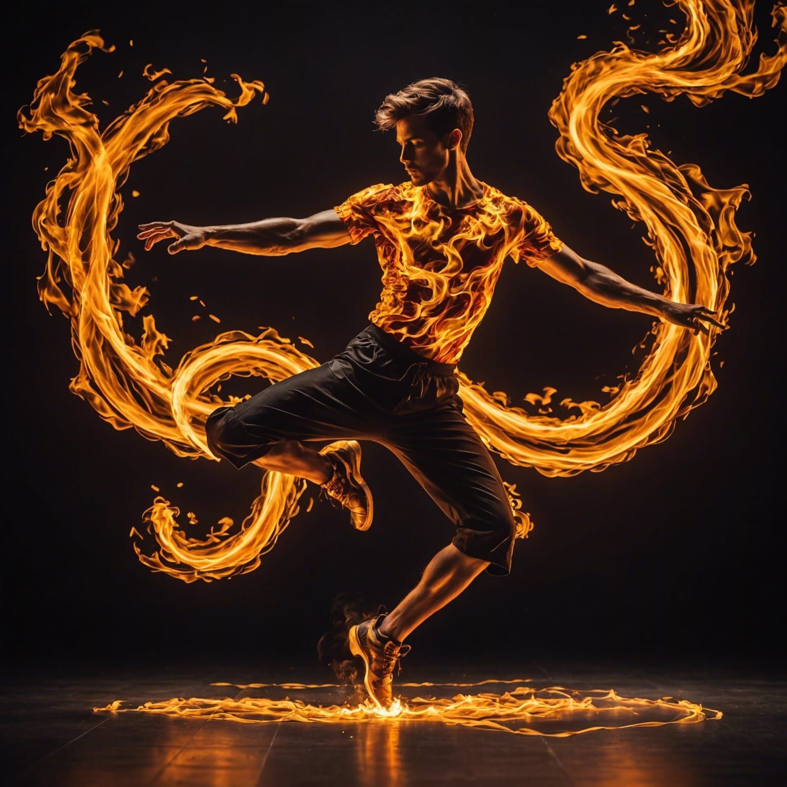 Fiery Dance: A Dancer's Passion in Flames