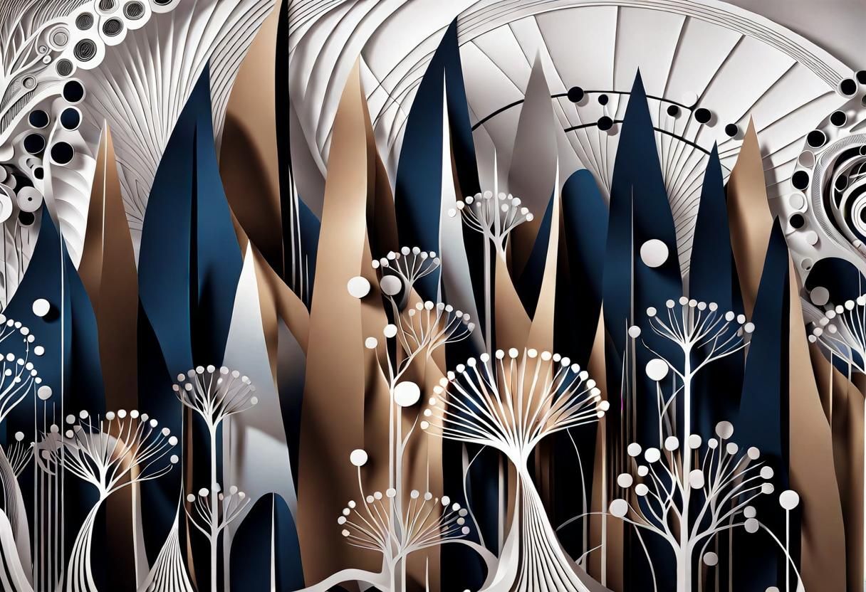 Abstract Geometric River Drawing in Art Deco Style