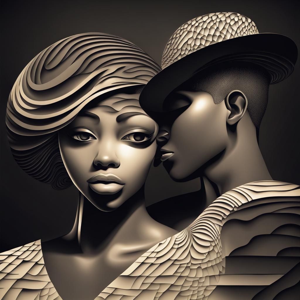 Young Black Couple: Abstract Vector Fractal Art
